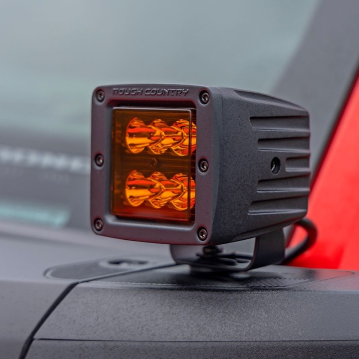Lampy LED 2" kwadratowe amber spot Rough Country | Szekla4x4