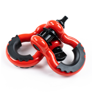 Red D-ring shackle pair 3/4" OFD for the off-road vehicle