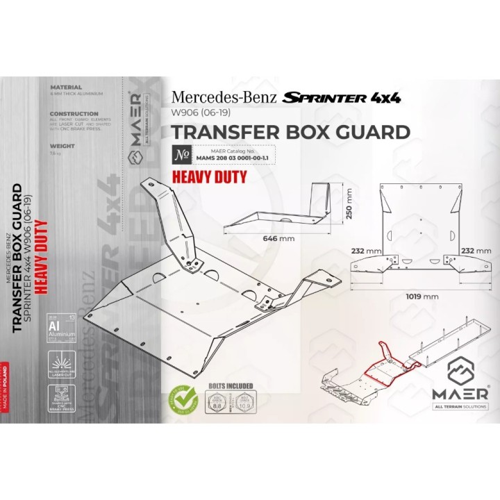 Skid plate transmission MAER for the Sprinter II (W906)