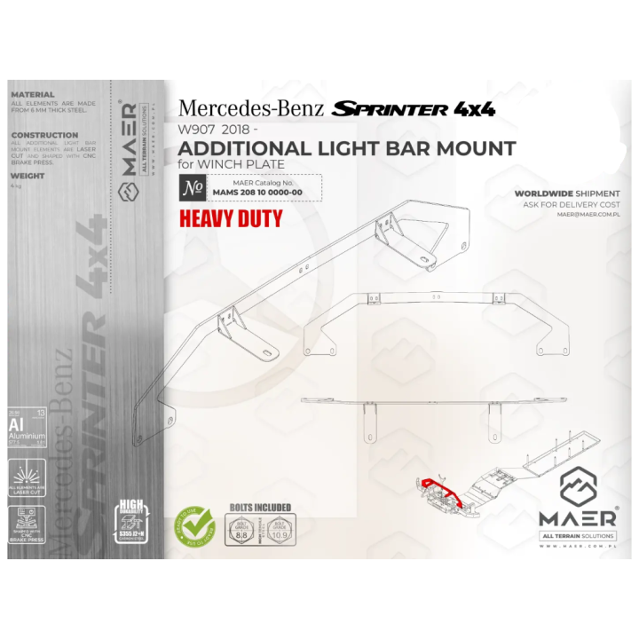 Mocowanie listwy LED do płyty pod wyciągarkę Heavy Duty MAER