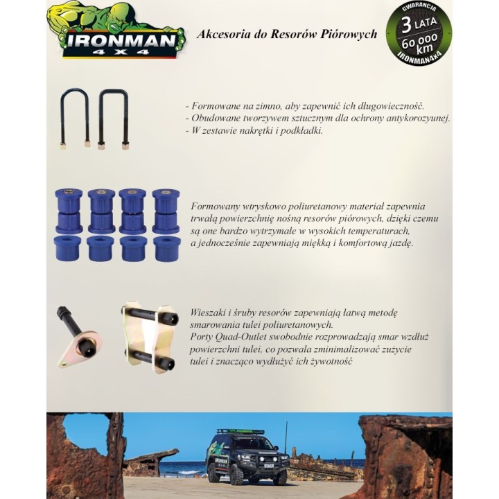 Poliuretanowy komplet tulei resorów tył Ironman 4x4 — Toyota Hilux, Toyota Hilux/4Runner, Volkswagen Taro (733UK) - ujęcie 3