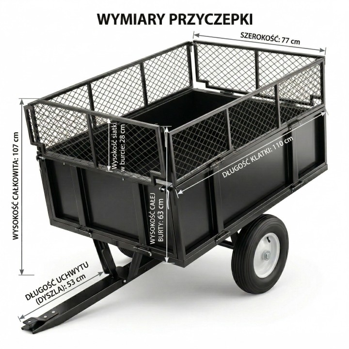 Przyczepka ogrodowa z kiprem 300 kg Barracuda B-TC3080