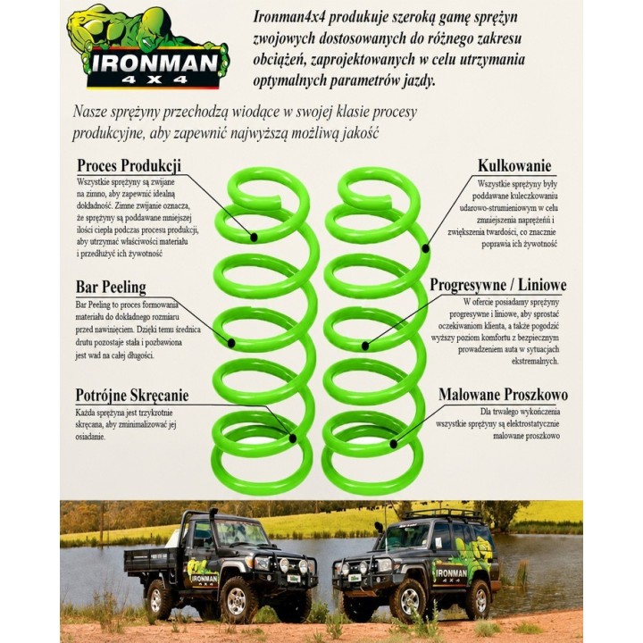 Sprężyny zawieszenia przednie Ironman 4x4 wzmocnione — Jeep Grand Cherokee ZJ, Jeep Cherokee XJ (JEEP016B) - ujęcie 2