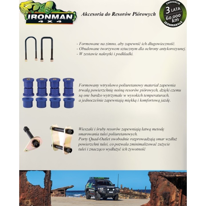Komplet tulejek resorów przód i tył Ironman 4x4 713UK