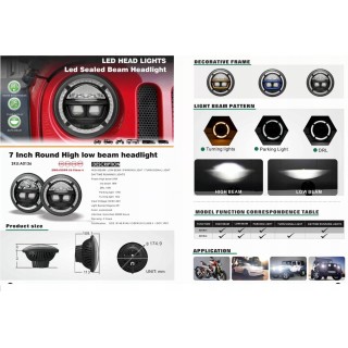Reflektory LED 7 cali TXA 0136A — komplet 2 szt., mijania, drogowe, DRL, kierunkowskaz