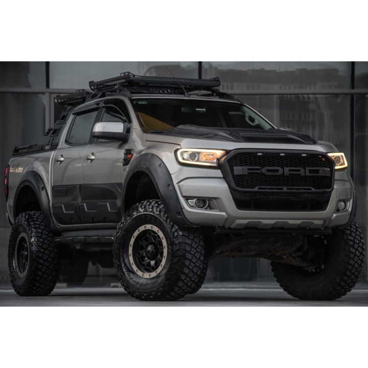 Listwy drzwi JUMBO Ford Ranger 2012-2022 — powiększone, ABS, czarny mat - ujęcie 2