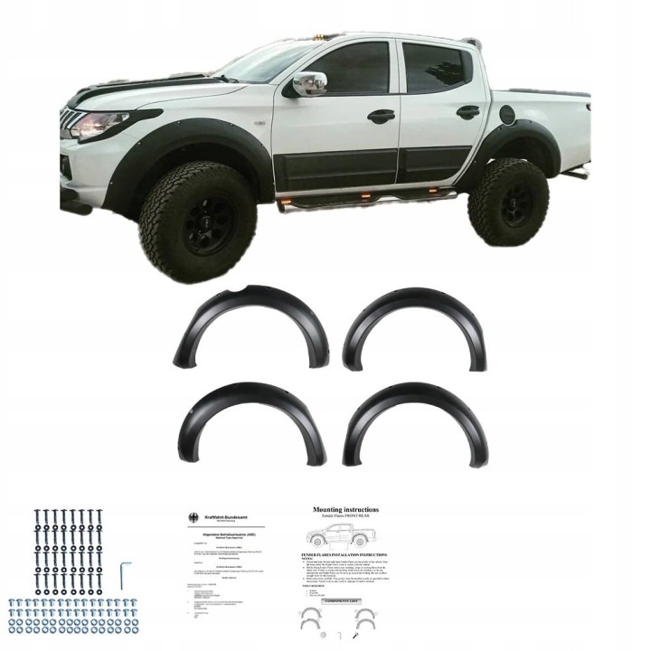 Poszerzenia błotników do Mitsubishi L200 2015-2019, komplet 4 szt.