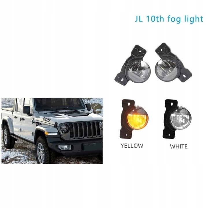 Halogeny LED do zderzaka USA Jeep Wrangler JL/JK, światło białe