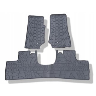 Dywaniki gumowe TopFire Jeep Wrangler JKU 4-drzwiowy 2007-2011 — komplet 3 szt.