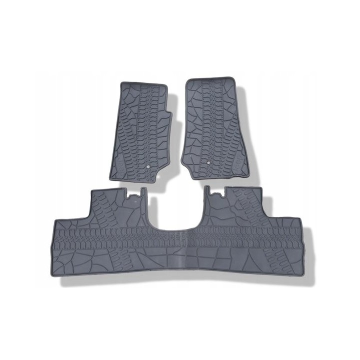 Dywaniki gumowe TopFire Jeep Wrangler JKU 4-drzwiowy 2007-2011 — komplet 3 szt.