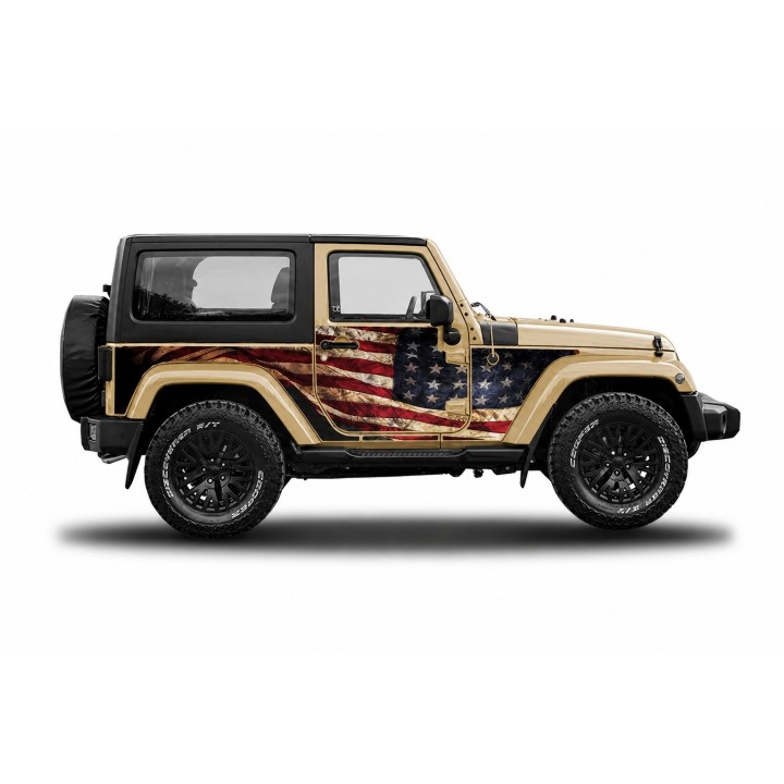 Panele ochronne 1flagUSA Wrangler JK 2D — na stałe