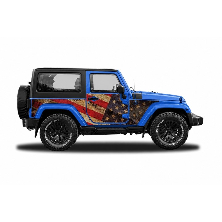 Panele ochronne Jeep Wrangler JK 2D — wzór 2flagUSA, montaż na stałe - ujęcie 3