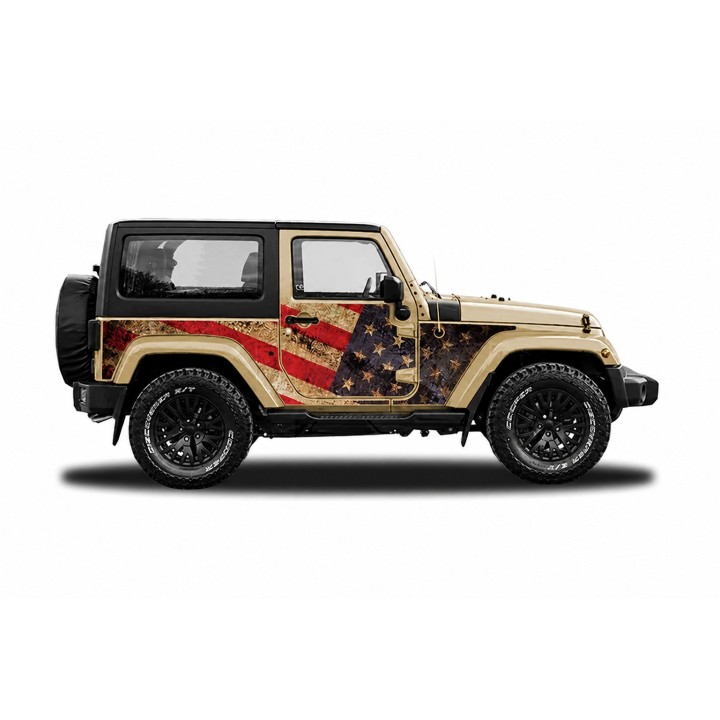 Panele ochronne Jeep Wrangler JK 2D — wzór 2flagUSA, montaż na stałe - ujęcie 4