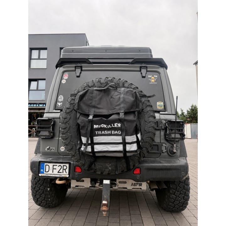 Torba na śmieci MudKiller Trash Bag 50 l — montaż na kole zapasowym