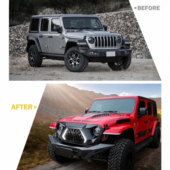 Grill Jeep Wrangler JL / Gladiator JT 2018-2025 z LED