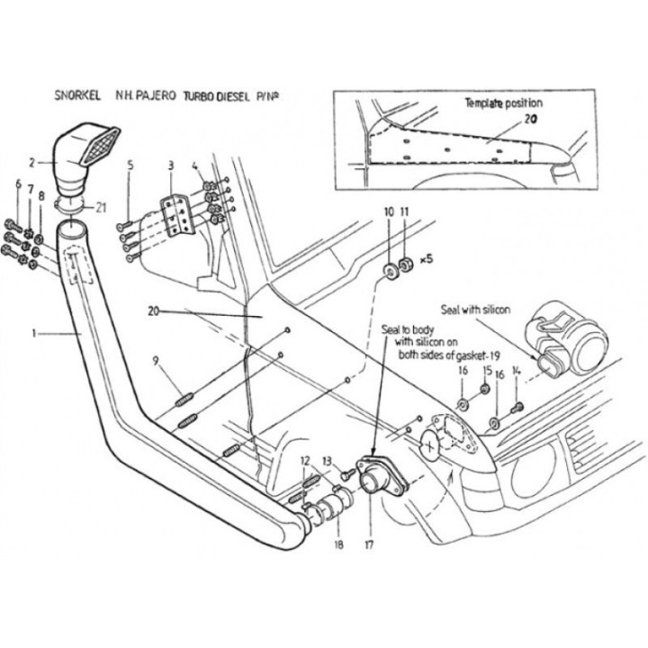 Snorkel Snakeman 4WD Mitsubishi Pajero V20 silniki SNSV31