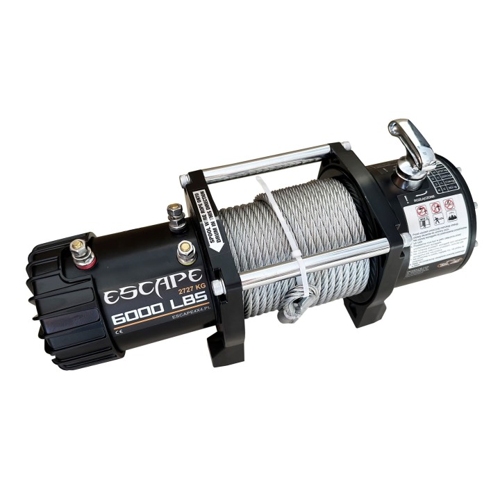 Wyciągarka Escape 6000ES 2727 kg z liną stalową | 12V