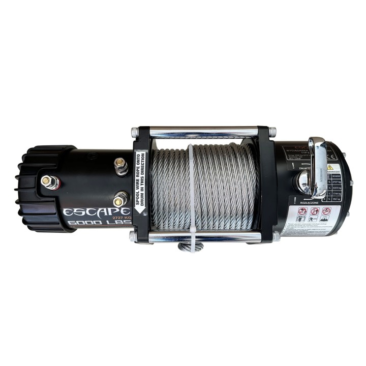 Wyciągarka Escape 6000ES 2727 kg z liną stalową | 12V