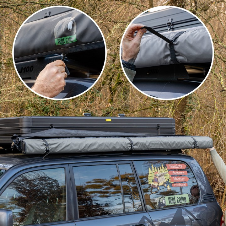 Markiza Wild Camp 2,5x2,5 m szara z LED | Szekla4x4
