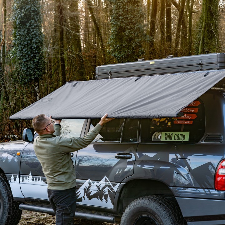 Markiza Wild Camp 2,5x2,5 m szara z LED | Szekla4x4