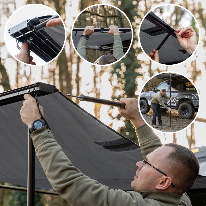Markiza Wild Camp 2,5x2,5 m szara z LED | Szekla4x4
