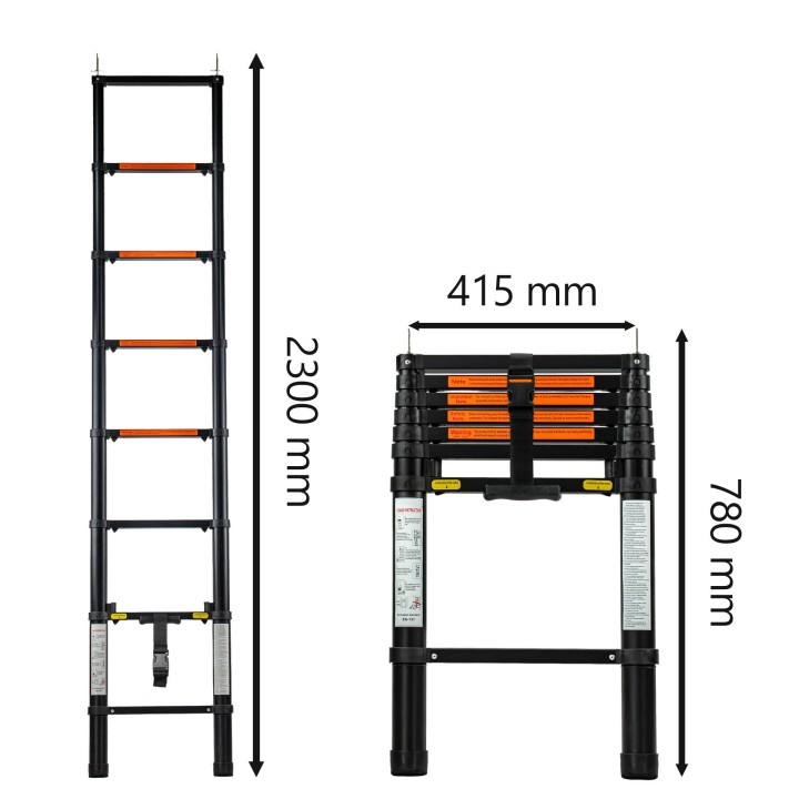 Drabinka teleskopowa Wild Camp 2,3 m aluminium | Szekla4x4