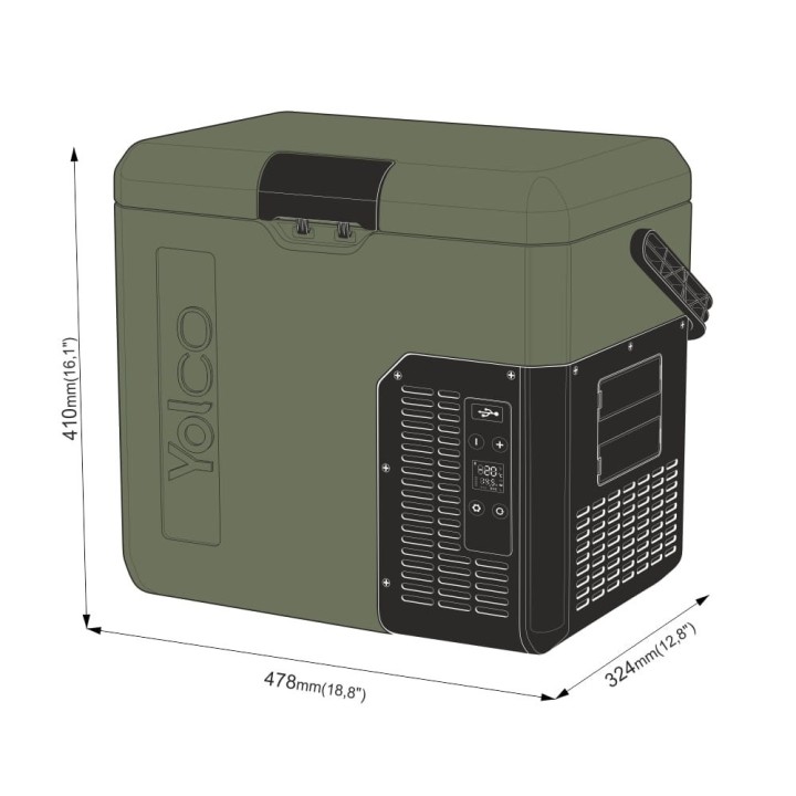 Lodówka kompresorowa Yolco ET18 Green 17 l | Szekla4x4