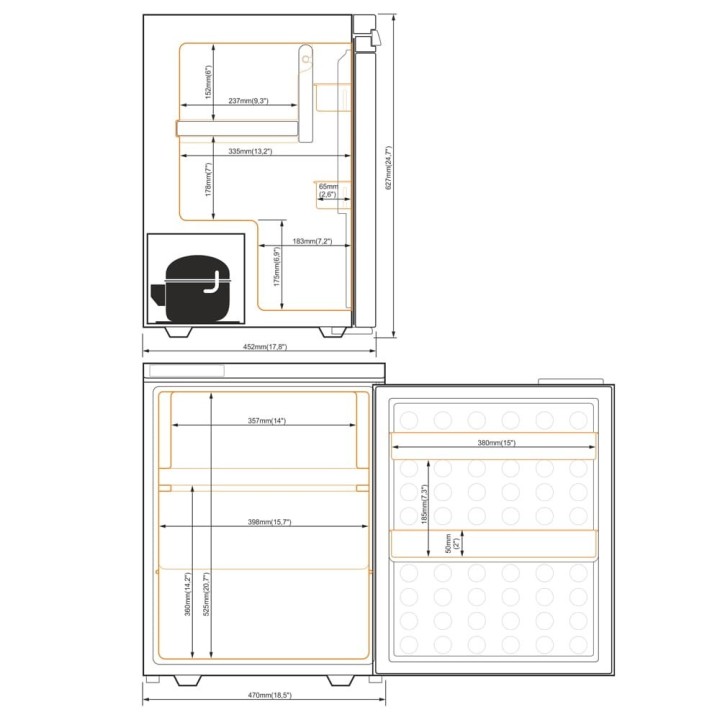Yolco KL65N – lodówka 59 l z zamrażalnikiem 14 l, 12/24V