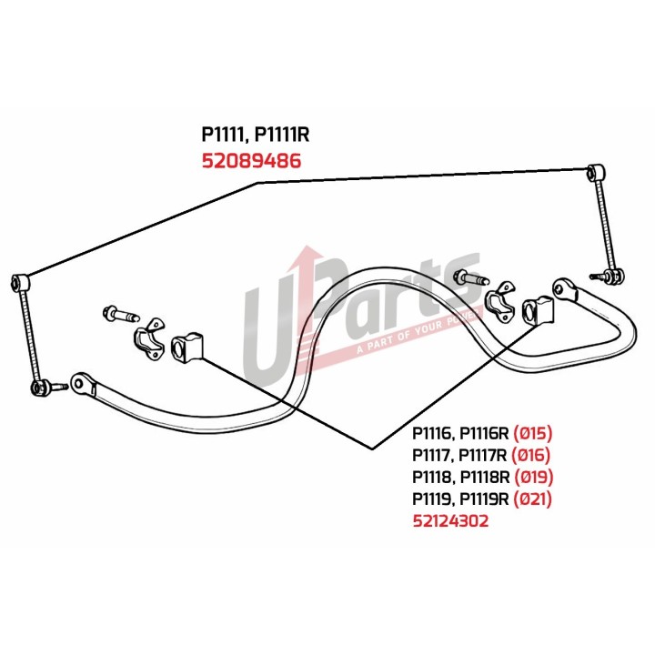 Tuleje stabilizatora tylnego 19 mm Jeep WK / WH | Kalgum