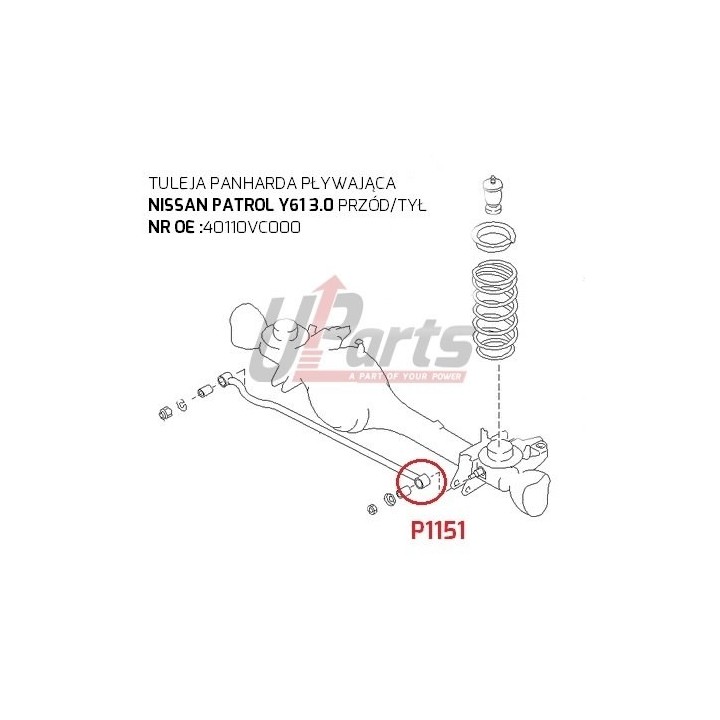 Tuleja drążka Panharda pływająca Nissan Patrol Y61 3.0, przód / tył Kalgum - ujęcie 2