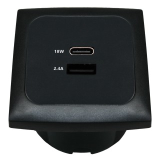 Gniazdo USB-A/USB-C C-Line HABA czarne 12-24V | Szekla4x4