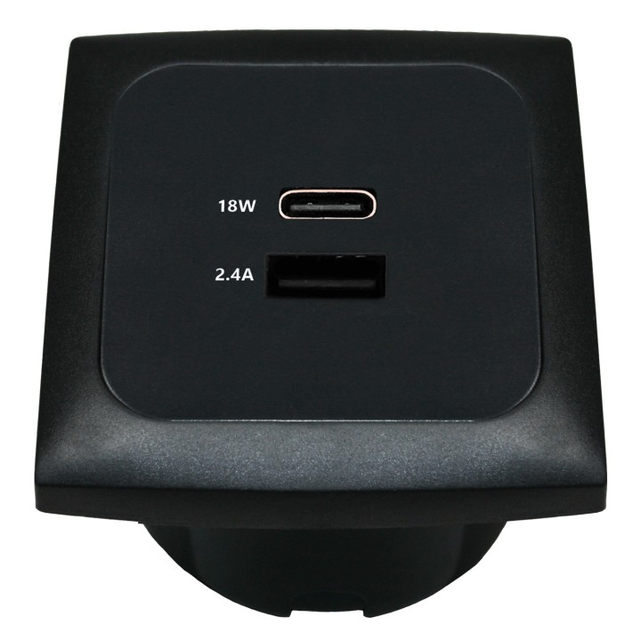 Gniazdo USB-A/USB-C C-Line HABA czarne 12-24V | Szekla4x4