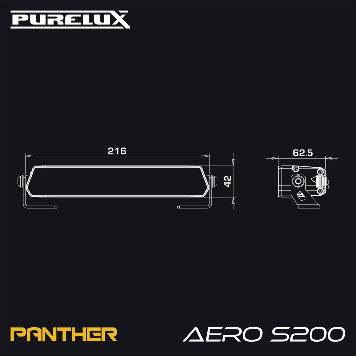 Purelux Panther Aero S200 - belka LED 22 cm, 60 W, ECE