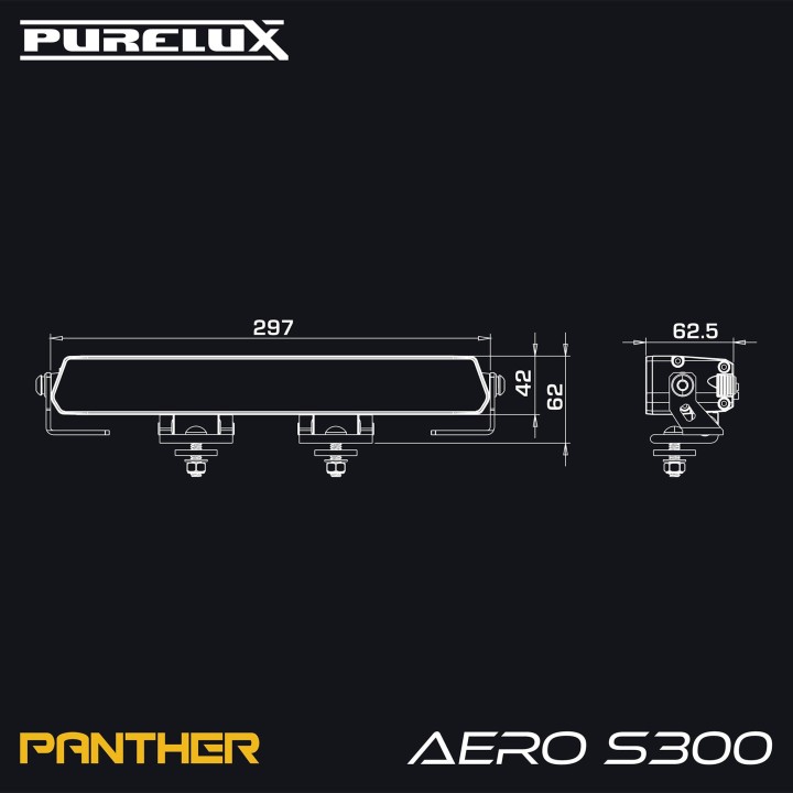 Purelux Panther Aero S300 Gen3 - belka LED 30 cm, 85 W, ECE