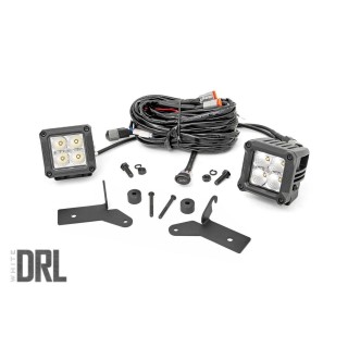 Reflektory Para Cree LED 2" Kwadratowe Chrome Series DRL Biały Rough Country - Jeep Wrangler JL