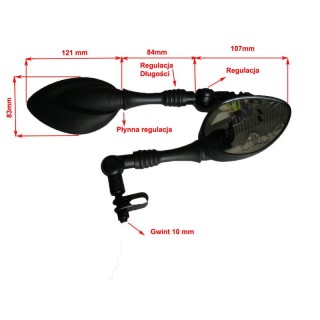 Mirrors Set Black Matte Thread 10mm model 8003