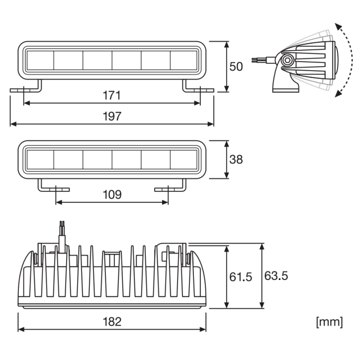 Lightbar SX180-SP 15W 1300lm 6,2x18,2x3x8