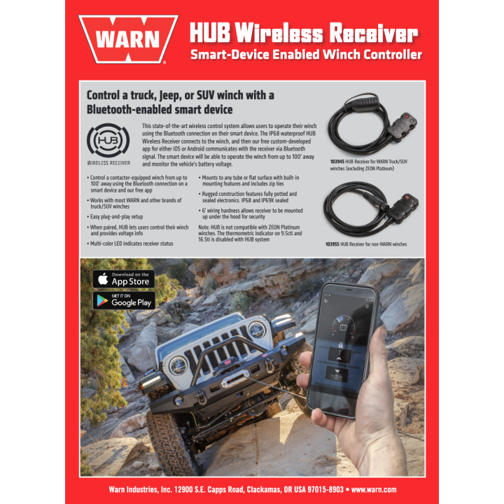 WARN HUB 103950  BEZPRZEWODOWY SYSTEM STEROWANIA DO WYCIĄGAREK WARN VR EVO