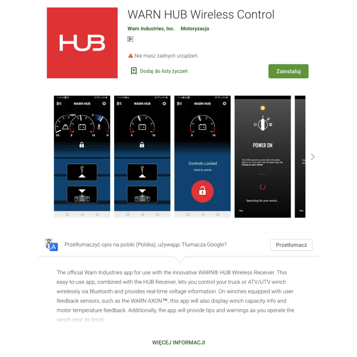 WARN HUB 103950  BEZPRZEWODOWY SYSTEM STEROWANIA DO WYCIĄGAREK WARN VR EVO