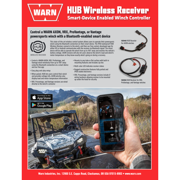 WARN HUB 103940 do AXON BEZPRZEWODOWY SYSTEM STEROWANIA DO WYCIĄGAREK AXON