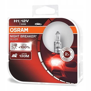 OSRAM Żarówki H1 NIGHT BRAKER SILVER +100% DUOBOX