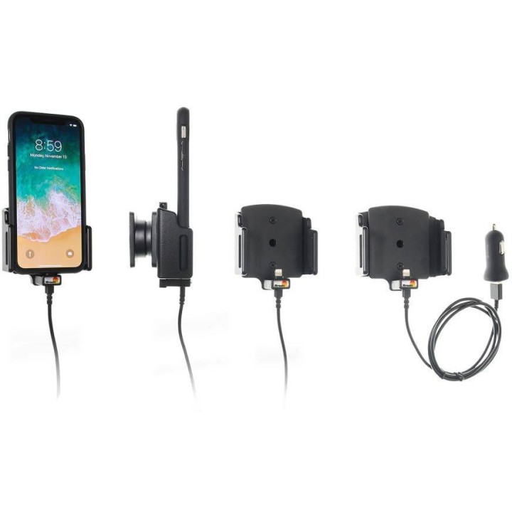 Uchwyt aktywny z kablem USB do Apple iPhone 12 Pro w futerale lub bez o wymiarach: 62-77 mm (szer.), 6-10 mm (grubość).