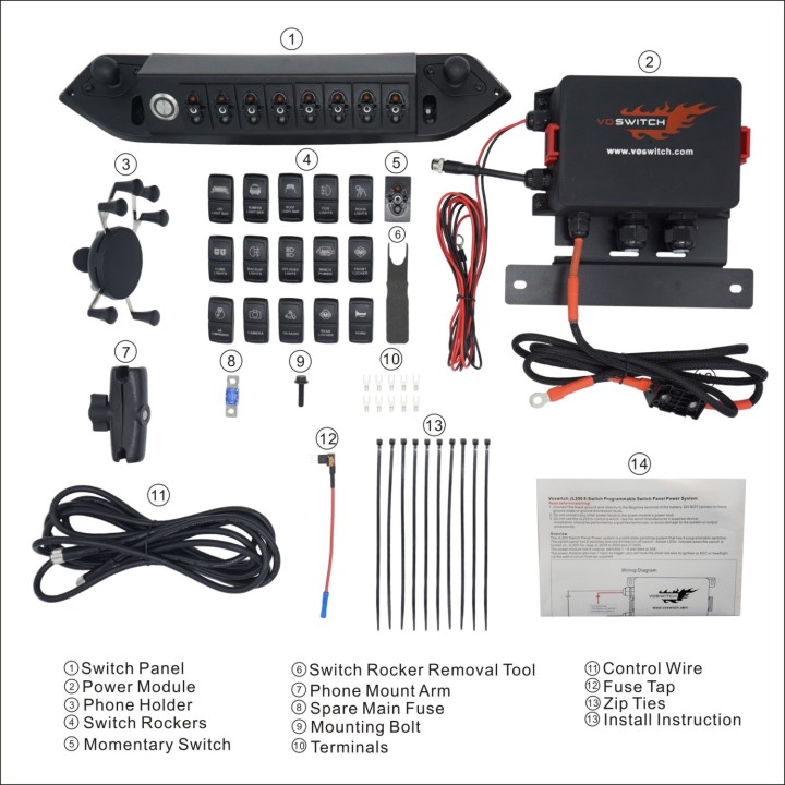 wodoodporny panel Wrangler JL JT od 2018 z uchwytem na telefon
