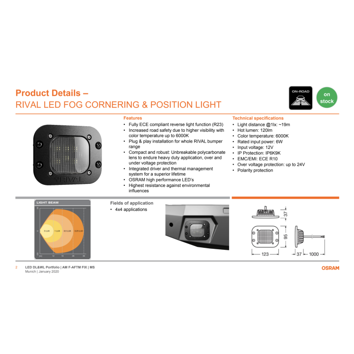 RIVAL LED Reversing light by Osram for Rival rear bumper