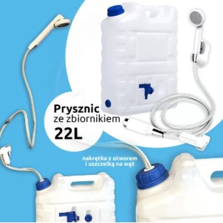 Prysznic przenośny ze zbiornikiem 22L Water2go + nakrętka do węża