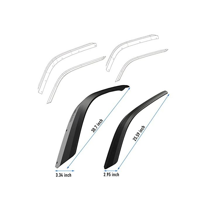 MAIKER FRONT & REAR FENDER FLARES COMPATIBLE WITH 2018-2021 JL & JLU UNLIMITED 4XE 2/4 DOORS, OFF-ROAD WHEEL FLARES LINER 4 PCS(