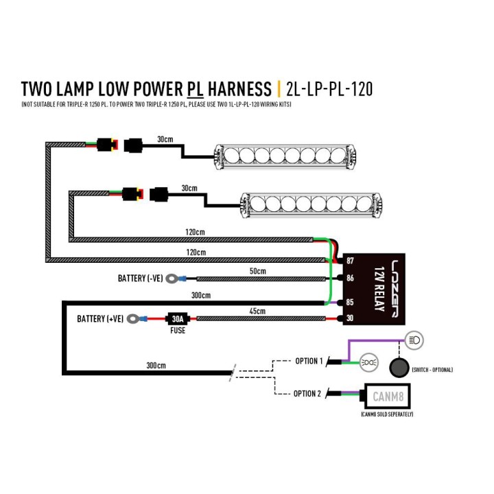 Wiązka do podłączenia dwóch lamp 12V - LAZER ST-Range