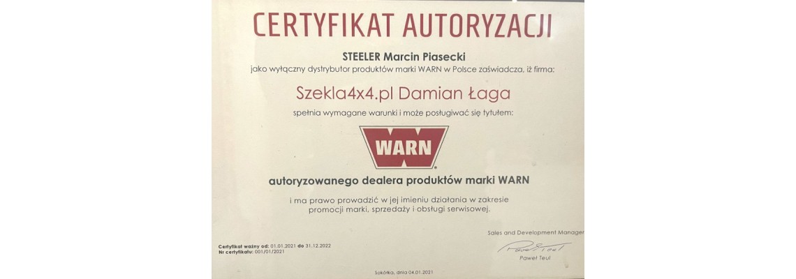 Autoryzacja WARN SKLEP i SERWIS WARN